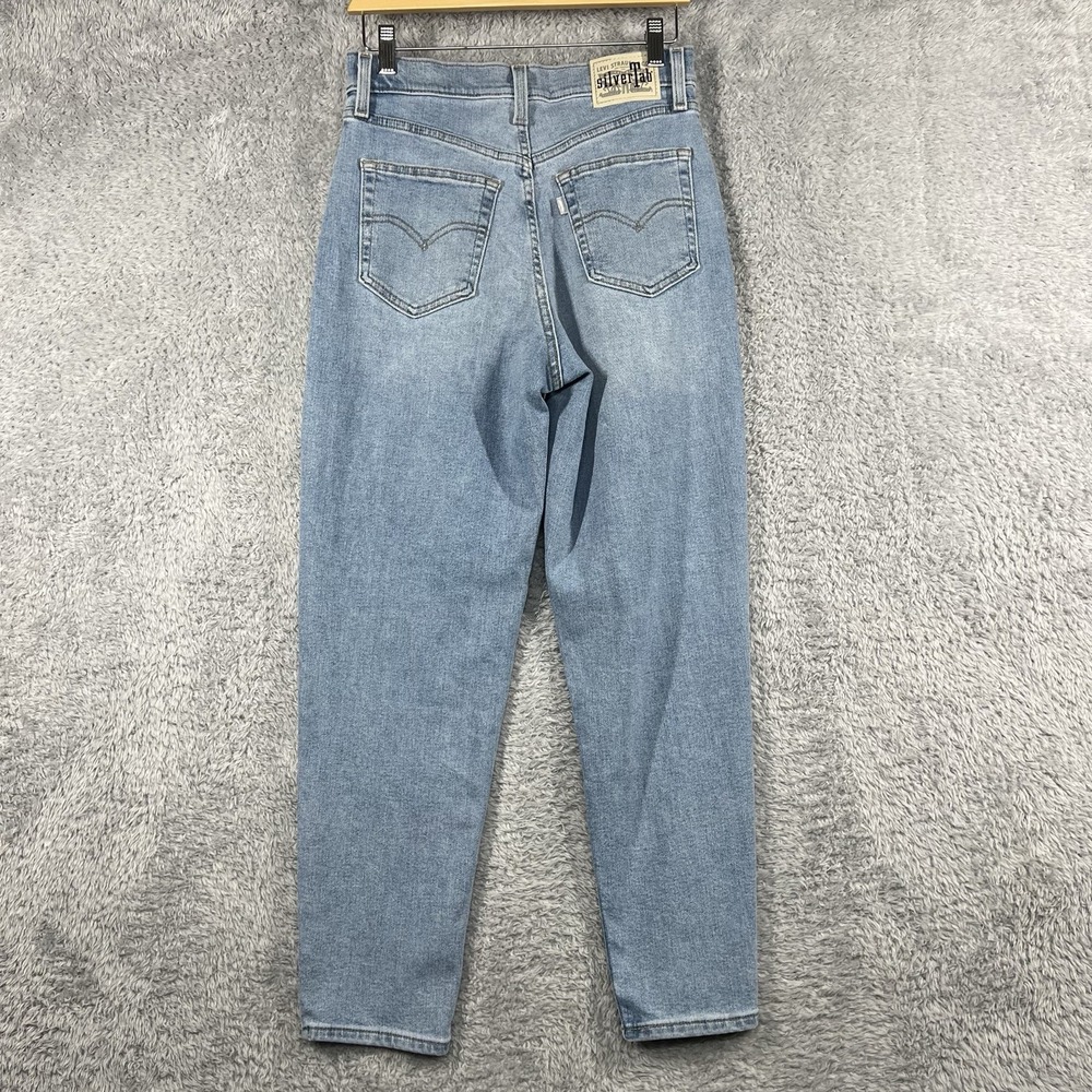 Levis Jeans Womens 28 Silvertab Mom High Rise Tapered Light Wash Distressed